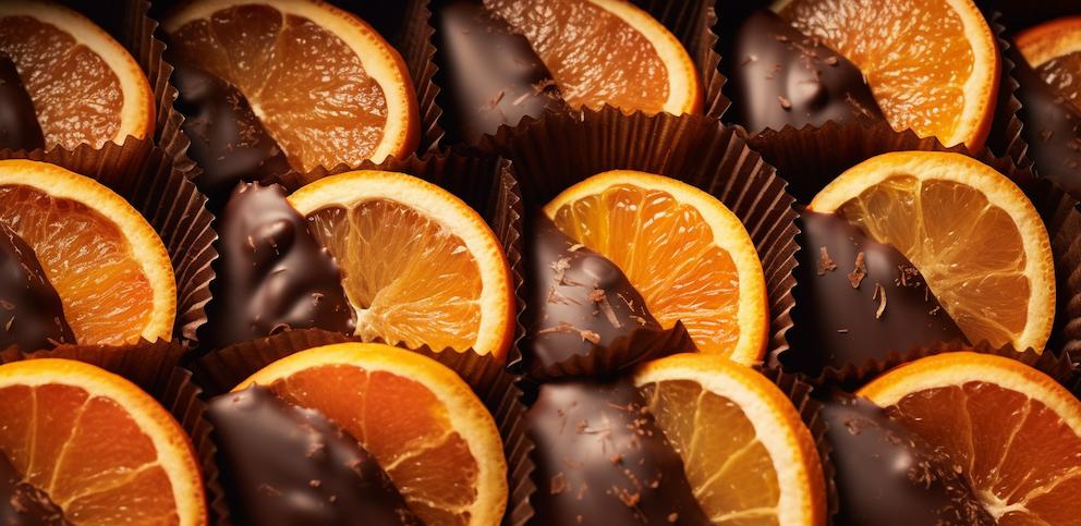 schokolade nusse in fruchte candierte orange
