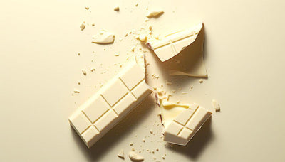 Weiße Schokolade Tafel in der Mitte des Bilds angebrochen