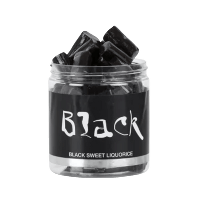 Süße Lakritze von Black in durchsichtiger Dose