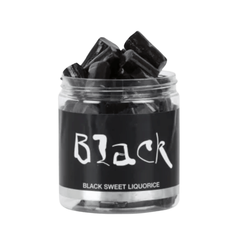 Süße Lakritze von Black in durchsichtiger Dose
