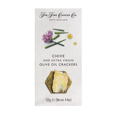Cracker mit Schnittlauch und Olivenöl von The Fine Cheese Company in Verpackung