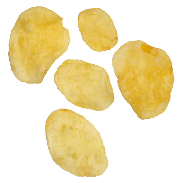 Einzelne Kartoffelchips mit nativem Olivenöl