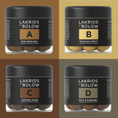 Lakritze mit Schokolade Set von Lakrids by bülow A, B, C, D mit Farbton