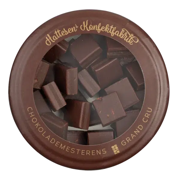 Vegane Lakritz mit Schokolade von Hattesens Konfektfabrik in brauner Verpackung
