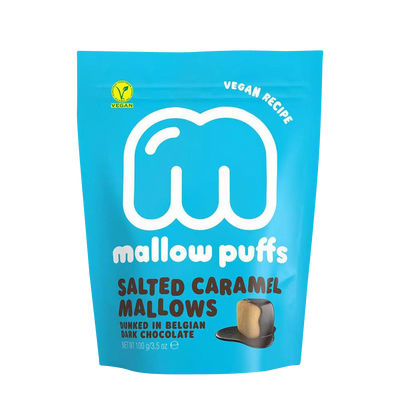 Marshmallows mit Karamell in dunkler Schokolade von Mallow Puffs