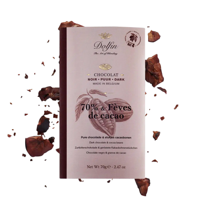 Tafelschokolade Zartbitterschokolade mit Kakaosplittern von Dolfin