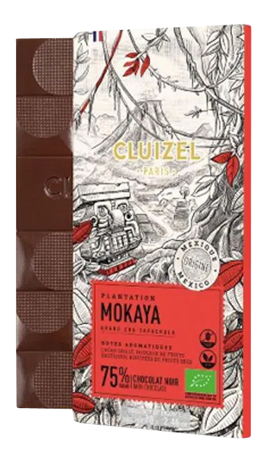 Tafelschokolade Zartbitterschokolade mit Abbildung Mokaya von Cluizel
