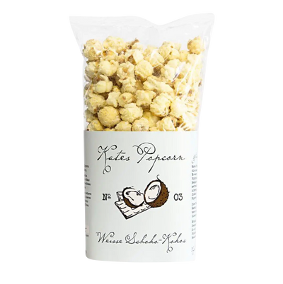 Weiße Schokolade Kokosnuss Popcorn Snack von Kates Popcorn