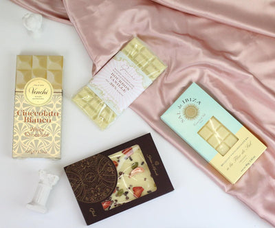 Tafelschokoladen-Set - Geschenkidee mit vier weißen Schokoladentafeln